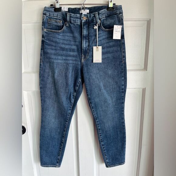 Nwt Anthropologie good American good waist crop blue jeans - Picture 5 of 7
